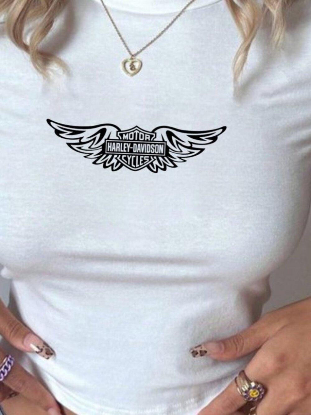 Harley-Davidson Women's White Logo Crop Top